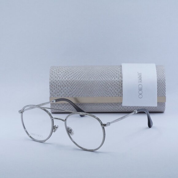 Jimmy Choo JC230 0YB7 00 Round Eyeglasses - Silver Tone - Picture 1 of 8